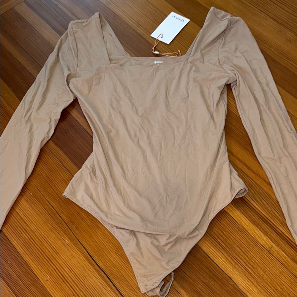 Quince Beige Long Sleeve Top
